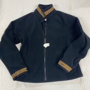 Northern Sun Black Fleece Jacket Polar Bear Trim Full Zip Made in Canada size s